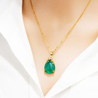 Wholesale Pendant Necklaces FYSL Light Yellow Gold Color Water Drop Green And White Agates For Women Necklace Flower Jewelry