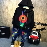 Wholesale Fashion Autumn Baby Boys Hip hop Dance Clothing Hoodies Printed T Shirt Paint Point Graffiti Jeans Suits Toddlers Sport Clothing X0509