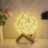 Wholesale Night Lights Led wicker ball luminous creative gift USB home decorative table lamp bedroom bedside decorative art