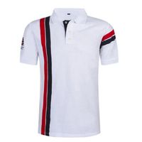 Wholesale Men s POLO Golf Shirt Tennis Striped Short Sleeve Sports Outdoor Tops Casual Daily Sporty Collar White British style Red Navy Blue