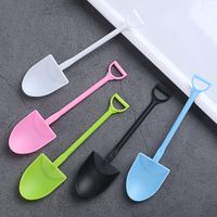 Wholesale 100 Disposable Ice Cream Spoon Shovel Shaped Scoop Black White Small Thicken Scoops Plastic Dessert Cake Spoons BH4754 TQQ