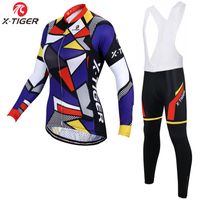 Wholesale X Tiger Women Winter Super Warm Cycling Jersey Set Mountian Bicycle Sportswear Thermal Fleece Bike Clothing Racing Sets