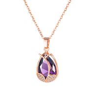 Wholesale 024 Luxury tulip female Necklace Pendant Purple Crystal Birthstone Mother s Day Jewelry Gifts Suitable for Ladies Birthday Anniversary Party