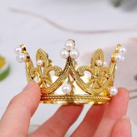 Wholesale Other Festive Party Supplies Mini Gold Crown Princess Topper Crystal Pearl Tiara Garland Happy Birthday Children Hair Ornaments Wedding Ca