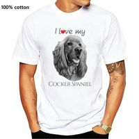 Wholesale Men s T Shirts Men I Love My Cocker Spaniel Cute Dog Graphic Tshirt Mens Tops Tees Cotton Fabric Crew Neck Tracksuit