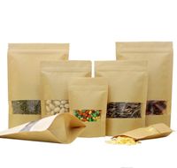 Wholesale Packing Office School Business Industrial Drop Delivery Stand Up Gift Dried Food Fruit Tea Packaging Pouches Kraft Paper Window Bag Reta
