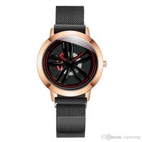 Wholesale Fashion sports car Quartz Watch Cool Men Domineering Casual Watches Tire shape clock waterproof Rotate Gyro Wristwatch High quality luxury