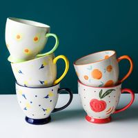 Wholesale Mugs Ins Hand painted Ceramic Mug Cute Handle Water Cup Fresh Fruit Home Office Avocado Coffee Cups Kawaii Tazas ml