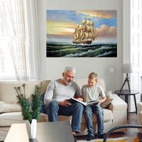 Wholesale Tall ship sailing Home Decor Huge Oil Painting On Canvas Handpainted HD Print Wall Art Pictures Customization is acceptable