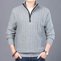 Wholesale Men s Sweaters Brand Zip Fashion Sweater Men Half Pullover Slim Fit Jumpers Knitwear Thick Autumn Korean Style Casual Clothing Male