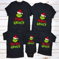 Wholesale Family Matching Christmas Outfits Grinch Funny Family Look Tshirt Papa Mama Baby Clothes Father Mother Kids Daughter Son T shirt H1014