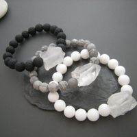 Wholesale Charm Bracelets Friendship Healing Jewelry Raw Rough Q uartz Crystal Bracelet Gift For Friends Lava Stone Beaded