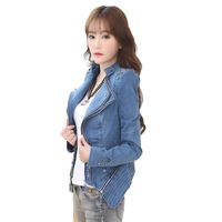 Wholesale Women s Jackets Women Basic Biker Motorcycle Korean Punk Short Rivet Dovetail Jeans Jacket Coats Streetwear Female Plus Size
