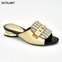 Wholesale Dress Shoes Summer Women s Mid Heels Slippers Italian In Women High Quality African Wedding Rhinestone Elegant