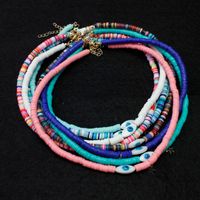 Wholesale Evil Eye Choker Trendy Metal Star Charm Colorful Polymer Clay Disc Beads Necklace Jewelry