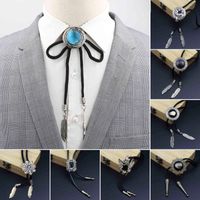 Wholesale Oval Trendy Mint Green Black Bolo Tie Western Cowboy Dress Shirt Accessory Jewelry Bolo ties Necktie Necklace Gift for Men