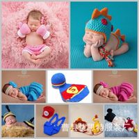 Wholesale Newborn Baby Cute Crochet Knit Costume Prop Outfits Photo Photography Baby Hat Photo Props New born baby girls Cute Outfit M Y2