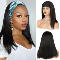 Wholesale Synthetic Wigs Headband Short Silky Straight Style Inch With Scarf Heat Resistant Natural Looking Head Band For Women