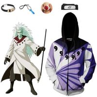 Wholesale Asian Size Anime Naruto Purple Hokage Uchiha Madara Unisex Cosplay Costume Halloween Jacket Hoodie Coat Uniform Battle Full Set