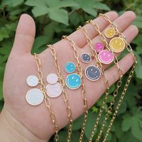Wholesale New Arrival Creative Y2K Necklace Oil Drop Link Chain Handmade Necklace Colorful Smiley Face Pendant Necklace for Girls