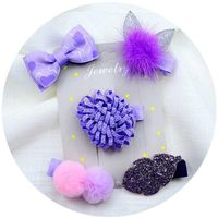 Wholesale Hair Accessories set Headwear Baby Girls Purple Bow Hairpins Clip For Barrettes Flower Headdress Children Princess