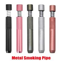 Wholesale Hot Metal Aluminium Alloy Smoking Pipe E cigarette mm Filter Tips One Hitter Spring Bats Snuff Snorter Dispenser Tube Straw Sniffer Pipes