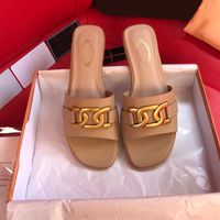 Wholesale 2021 Top Designer Slippers Women Trendy Metal Sandals Shoes Slides Heel Summer Lazy Chain Slipper Pearl Quilted Plus Shoe Size