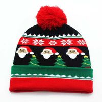 Wholesale Hot selling Christmas NEW flanging ball knitting Hat Halloween decorative creative wool hat