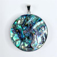 Wholesale Circle Round Pendant Abalone Natural Blue Green Paua Shell Peacock Abalone Ocean Resort Gift Pieces