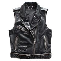 Wholesale Men s Vests Vintage Black American Motorcycle Leather Jacket Genuine Cowhide Spring Slim Fit Natural Biker s Vest