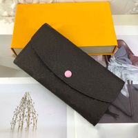 Wholesale High quality woman long wallet women purse original box black white slender coin wallets sarah flower serial number date code fashion