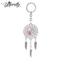 Wholesale Keychains Fashion Lovely Girls Fairy Tale Sweety Stories Glass Dome Dream Catcher Keyring Handcraft Bag Holder
