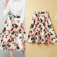 Wholesale European and American high quality catwalk skirt flower A line high waist