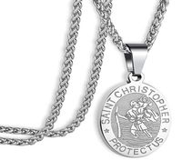 Wholesale St Saint Michael Christopher Pendant Necklace Medal for Women Men with Stainless Steel Chain