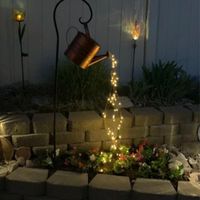 Wholesale Strings Outdoor Solar Watering Can Ornament Lamp Garden Art Light Decoration Iron Shower LED Lights String Decorations