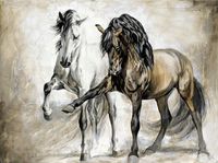 Wholesale Horse Dance Oil Painting On Canvas Home Decor Handcrafts HD Print Wall Art Picture Customization is acceptable