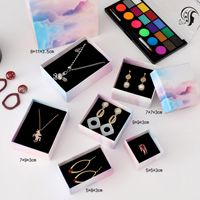 Wholesale Blue Purple Gradient Color Ring Earring Jewelry Boxes Creative Lid and Tray Ring Cases Earring Jewelry Display Necklace Package Box