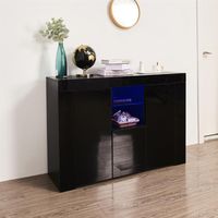Wholesale US Stock Home Furniture Kitchen Sideboard Cupboard with LED Light Drawer and Doors Black High Gloss Dining Room Buffet Storage Cabinet Hallway TV Stand a54