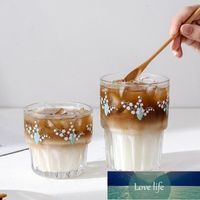 Wholesale Lily Of The Valley Flower Cup Korea Ins Wind Ice Coffee Glass Fresh Girl Heart Cola Milk Tea Can Be Superimposed Wine Glasses