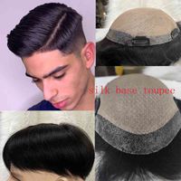 Wholesale Mens HairPiece Density Wigs Hu Hair Replacement Systems Men s Silk Base Clip in Crown Toupee For Men B