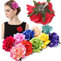 Wholesale Rose Artificial Flower Brooch Bridal Wedding Party Hairpin Women Hair Clips Headwear Party Girls Festival Hair Accessories