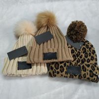 Wholesale Winter Brand Female Fur Pom Poms Hat Fashion Cap For Women Designer Knitted Beanie Caps Womens Beanies