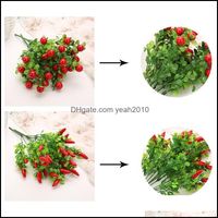 Wholesale Decorative Flowers Wreaths Festive Party Supplies Gardensimation Green Artificial Wedding Decoration Home Decor Chili Fruits Bunches Lands