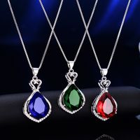Wholesale S925 Sterling Silver Necklace Female Hot Selling Crystal Necklace Blue Clavicle Chain Spot Valentine s Day Jewelry