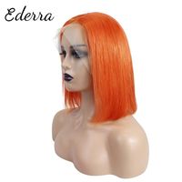 Wholesale Lace Wigs x4 Straight Bob Wig Hair Blunt Cut For Women Side Part Short Brazilian With Highlight Orange