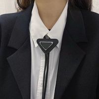 Wholesale Women Fashion Neck Ties Metal Inverted Triangle Letter Pattern Men Tie Unisex Simple Campus Style Teenager Casual Accessories