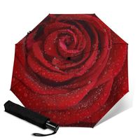 Wholesale Umbrellas Windproof Automatic Patio Red Flower Custom Picture Printed Parasol Rain Rose For Rainy Days