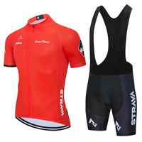Wholesale Racing Sets Red STRAVA Professional Bicycle Team Short Sleeve Men Jersey Summer Breathable Cycling Clothing