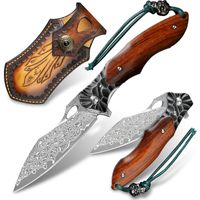 Wholesale Hand forged Damascus Steel Folding Knife Pocket Wooden Handle EDC Outdoor Camping Multi purpose Knives Survival Fishing Cutting Tool Hiking Mountaineering