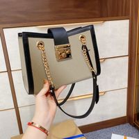 Wholesale 2021 Designer Tote Women Shoulder Bags Padlock with Chain Square Lock Canvas Genuine Leather Bow Stripes Distressed Fashion Handbag